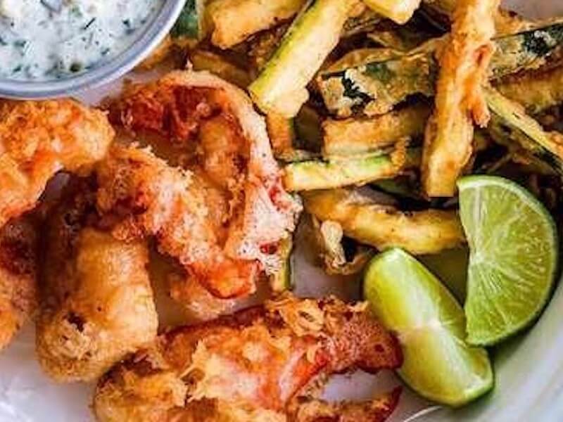 Lobster Goujons with Courgette Fries